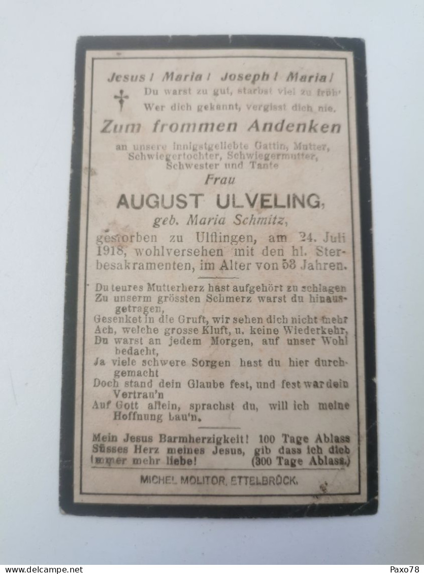 Luxembourg Doodebiller, Ulflingen 1918 - Décès