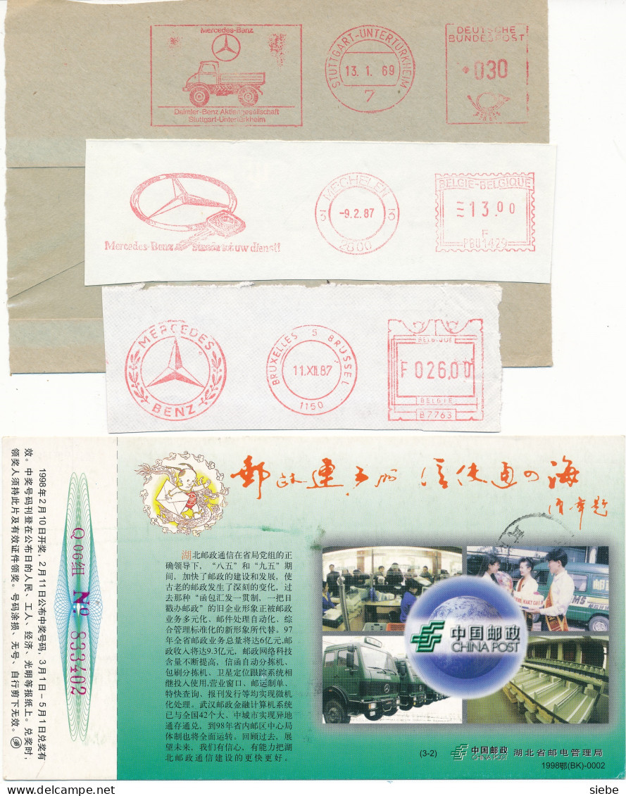 3 Briefstuck Mit Freistempel & Ganzsache China – Mercedes LKW - Camiones