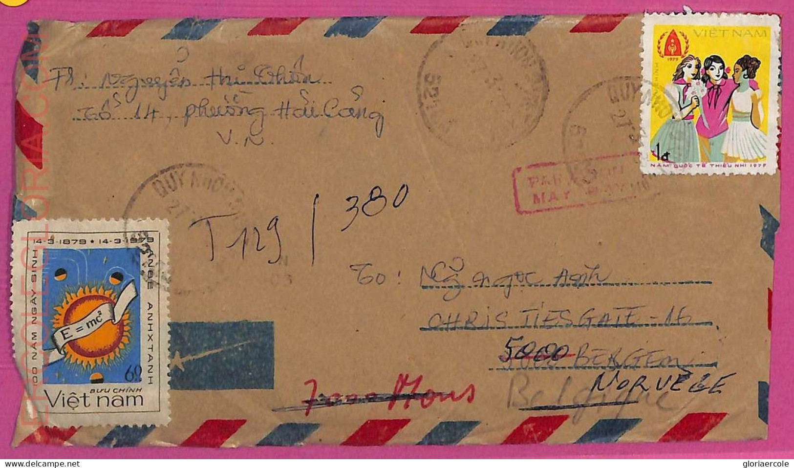 Ag1557 - VIETNAM - Postal History - Air Mail COVER To NORWAY 1982 Einstein - Viêt-Nam