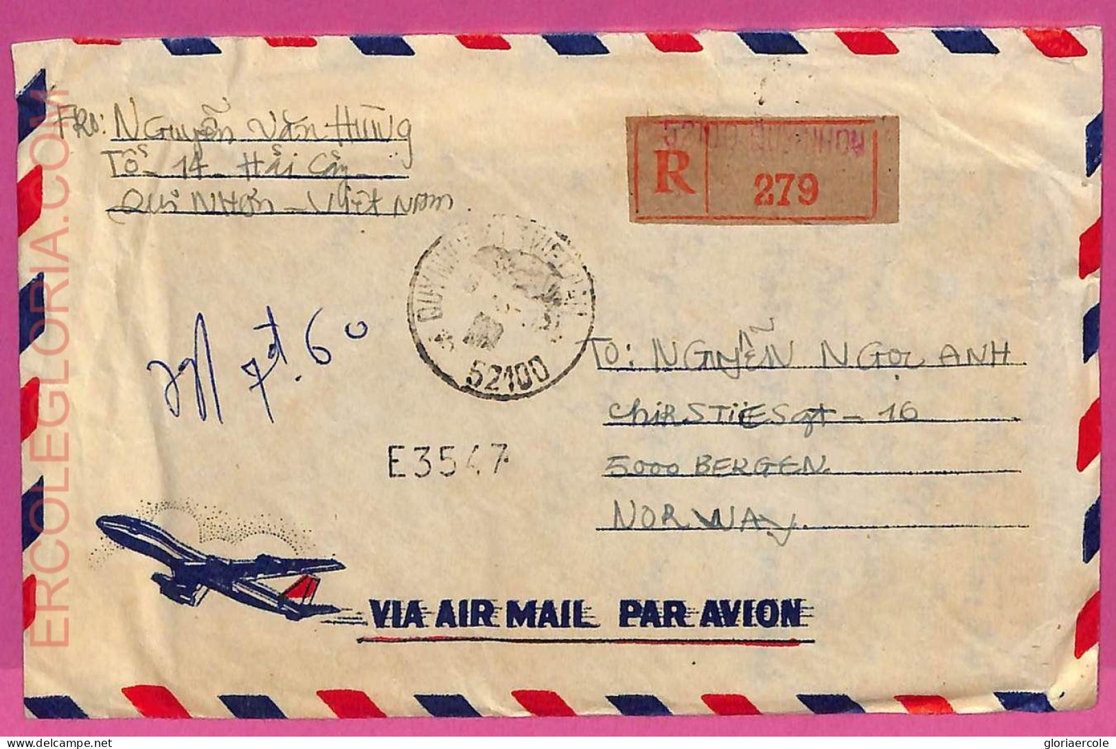 Ag1562 - VIETNAM - Postal History - Air Mail COVER To NORWAY 1982 - Viêt-Nam