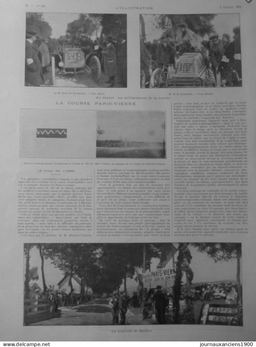 1902 VOITURE COURSE PARIS VIENNE FARMAN VITESSE 3 JOURNAUX ANCIENS - Ohne Zuordnung