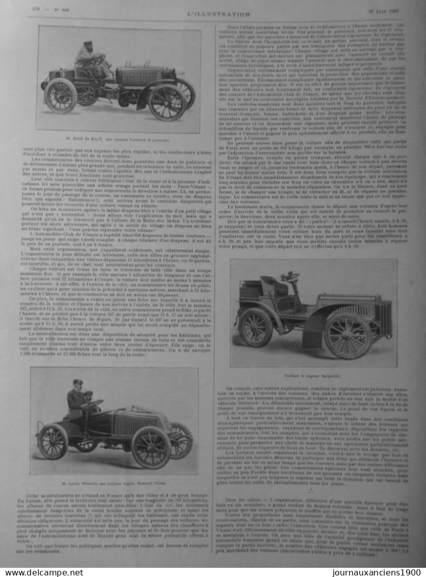 1902 VOITURE COURSE PARIS VIENNE FARMAN VITESSE 3 JOURNAUX ANCIENS - Zonder Classificatie