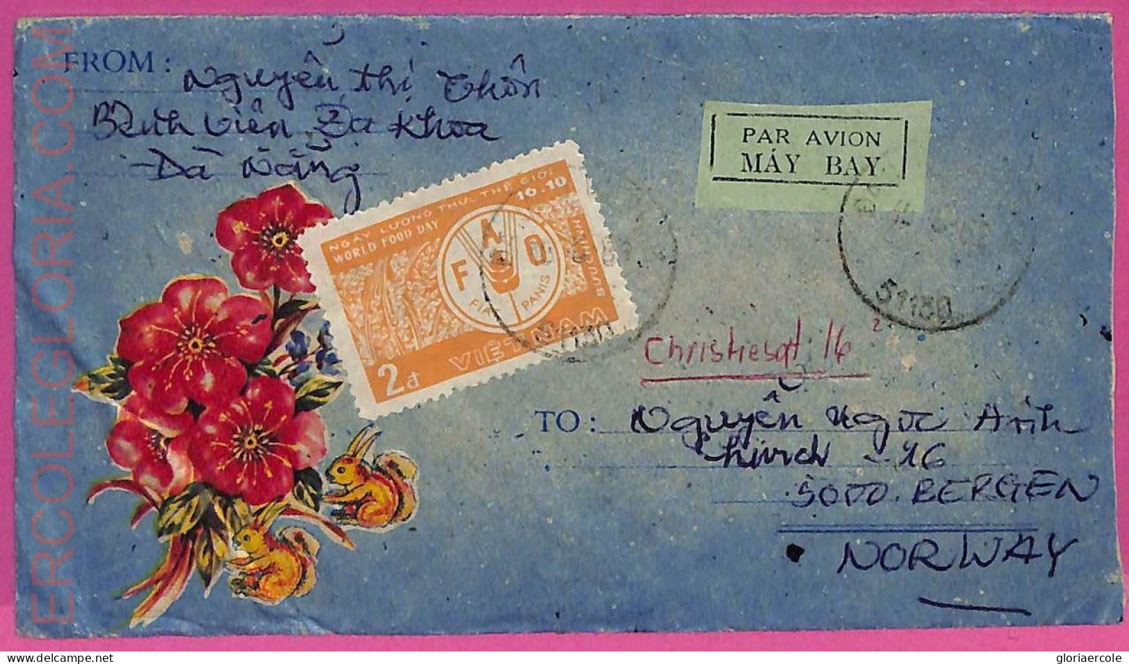 Ag1565 - VIETNAM - Postal History - Airmail COVER To NORWAY  1982 - FAO Food - Viêt-Nam