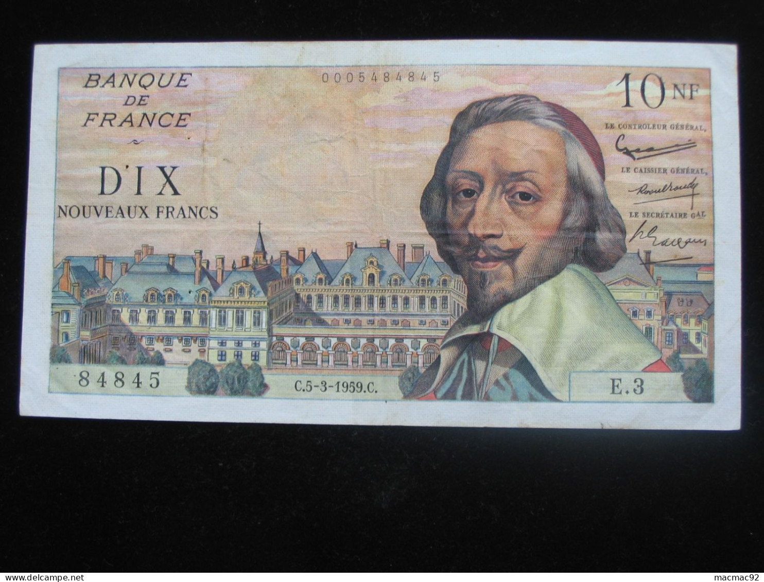 10 Dix Nouveaux Francs RICHELIEU 5-3-1959     **** EN ACHAT IMMEDIAT **** - 10 NF 1959-1963 ''Richelieu''