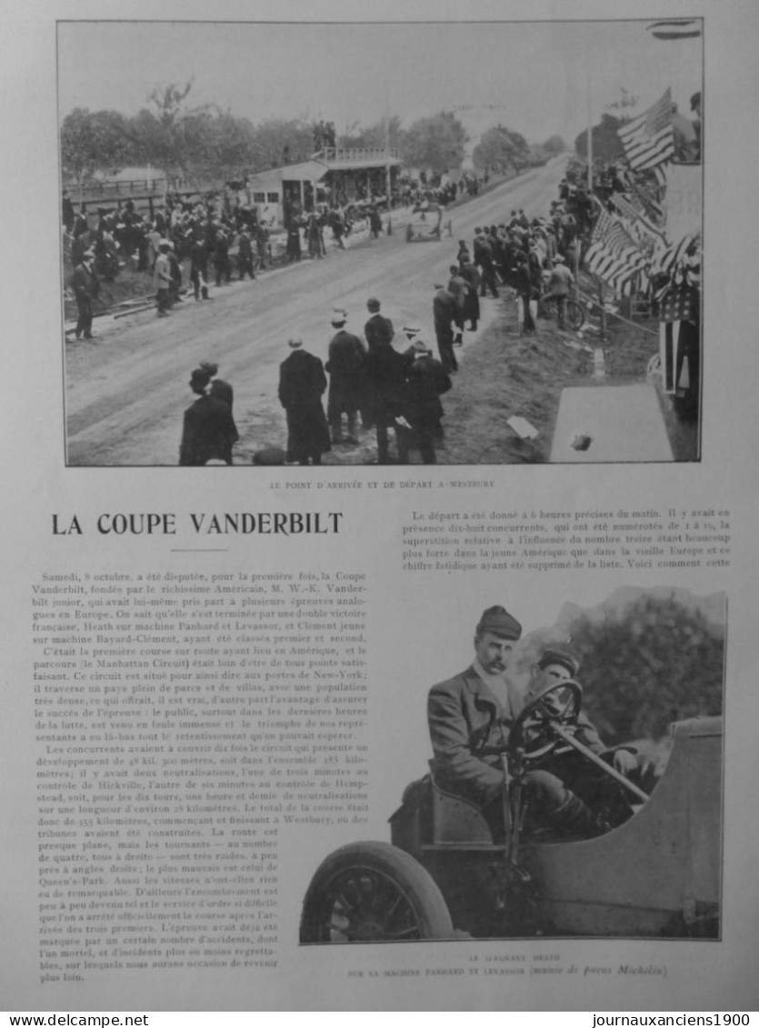 1906 1909 VOITURE COURSE VANDERBILT WAGNER 6 JOURNAUX ANCIENS - Unclassified