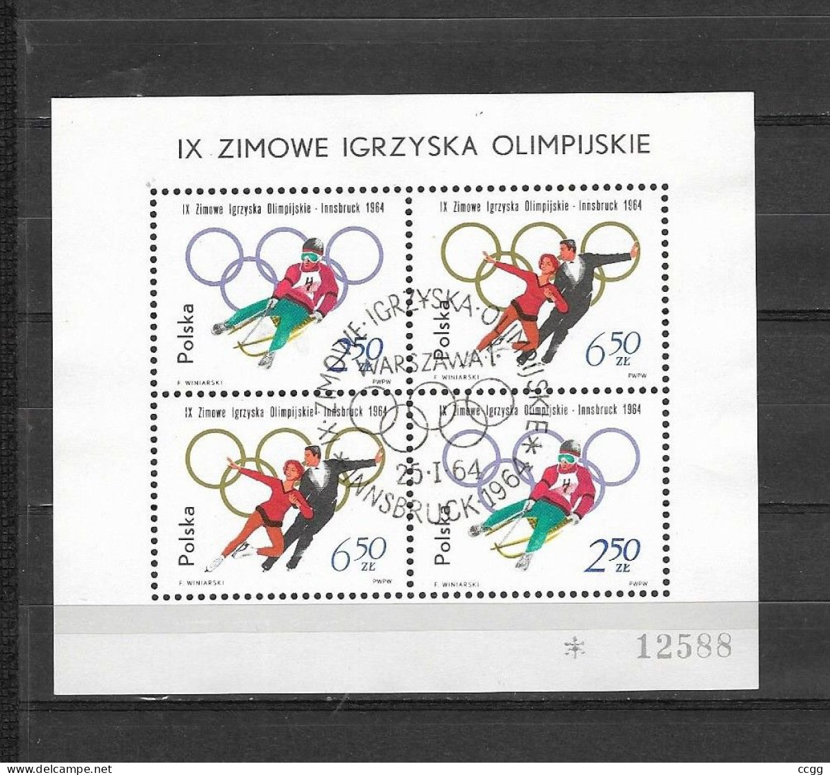 Olympische Spelen 1964 ,  Polen - Blok Gestempeld - Winter 1964: Innsbruck