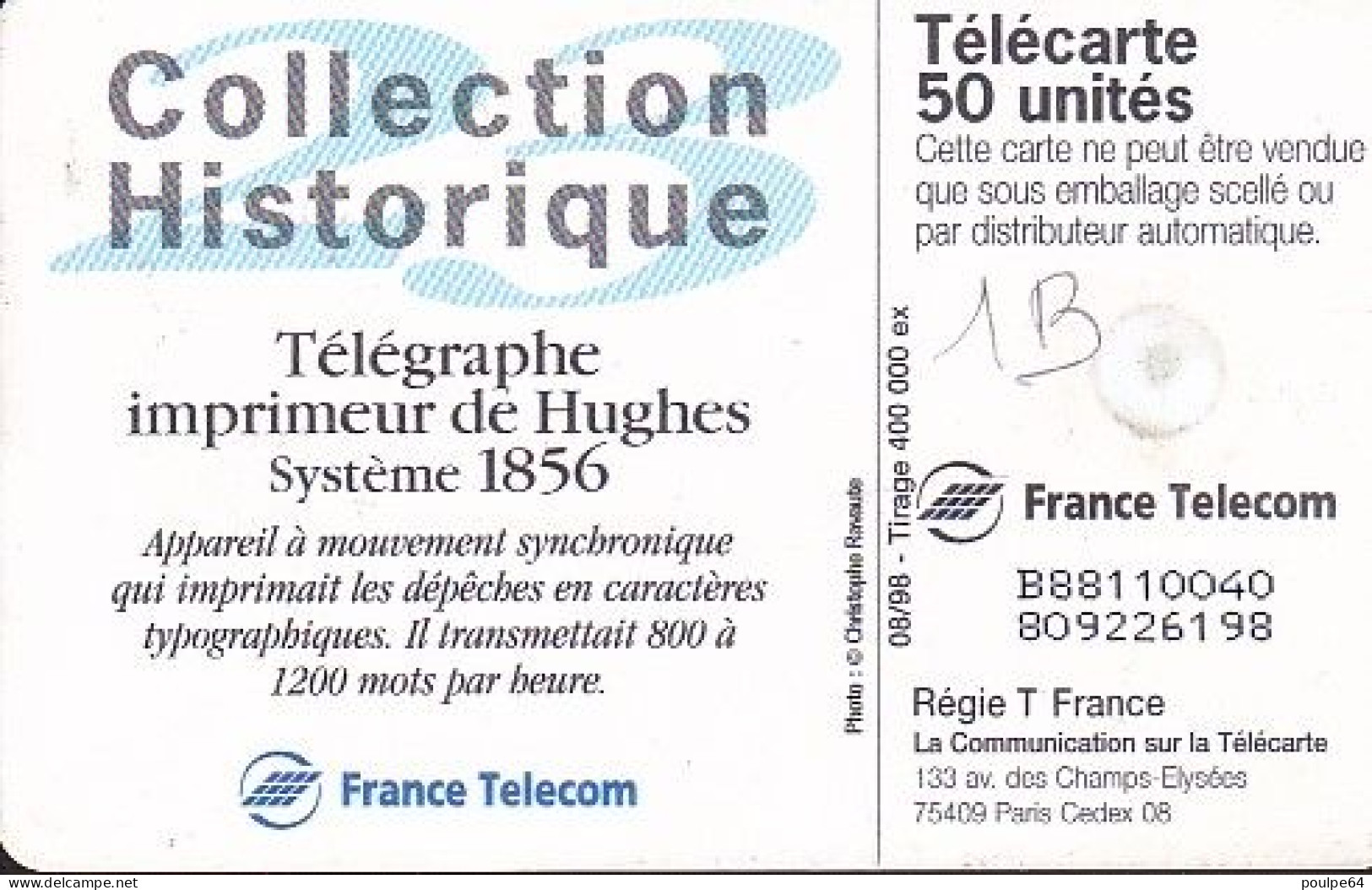 F905A  08/1998 - HUGUES 1856 - 50 GEM1B - 1998