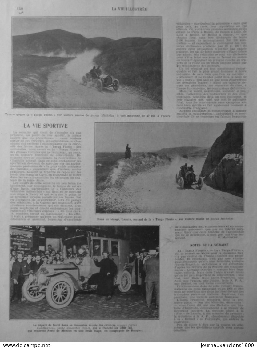 1905 1907 VOITURE COURSE ITALIE TARGUA FLORIO RAGGIO 6 JOURNAUX ANCIENS - Sin Clasificación