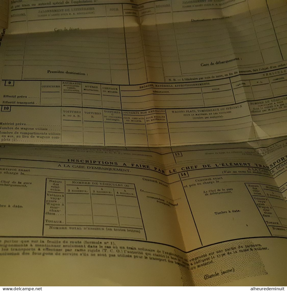 Transport de personnel par chemin de fer"Documents aux formation des trois armées"GUERRE"AIR"MARINE"S.N.C.F"Rail"TRAIN"1