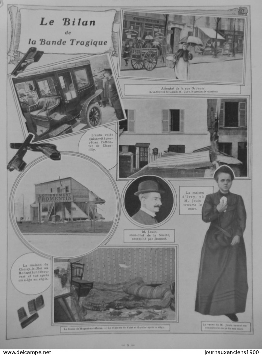 1912 ANARCHISTE BONNOT BANDIT ASSISES 8 JOURNAUX ANCIENS - Sin Clasificación