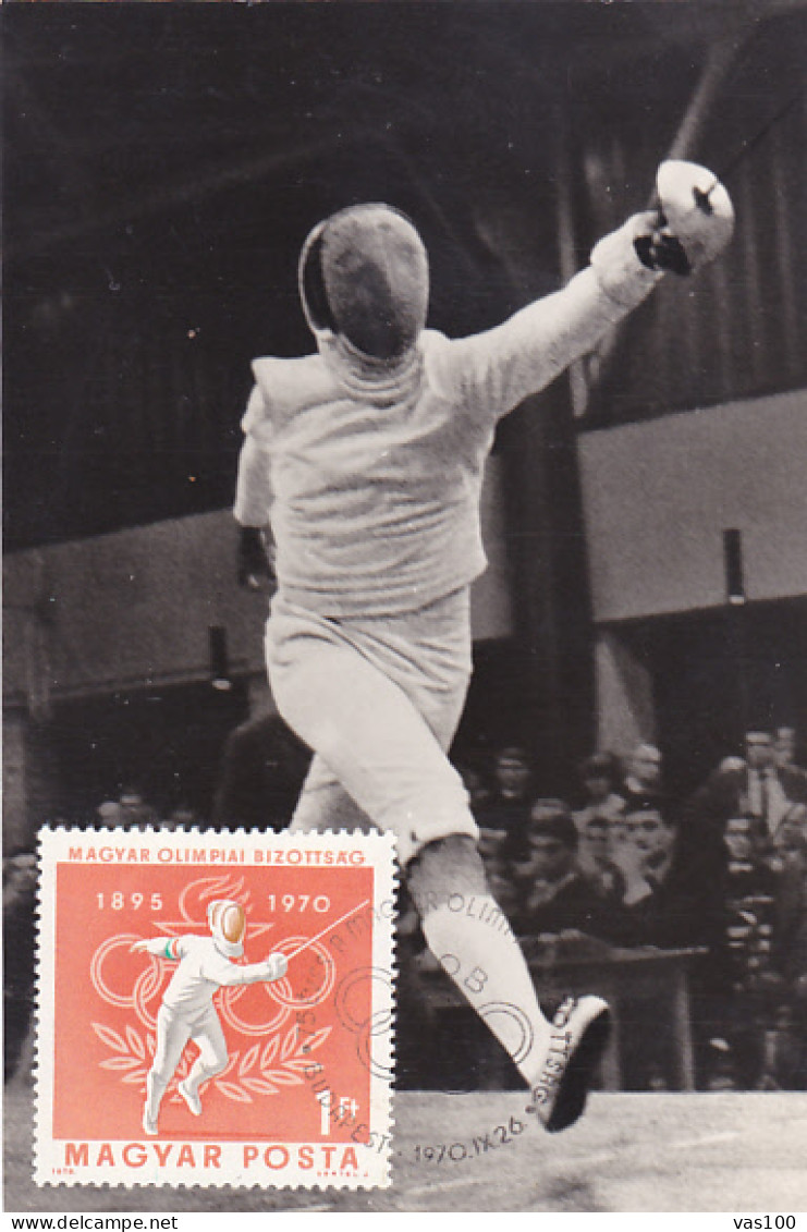 SPORTS, FENCING, CM, MAXICARD, CARTES MAXIMUM, 1970, HUNGARY - Fencing