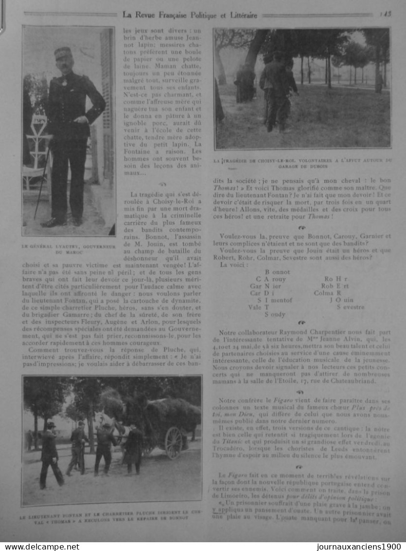 1912 ANARCHISTE BONNOT ARRESTATION CONFRONTATION INSTRUCTION 15 JOURNAUX ANCIENS