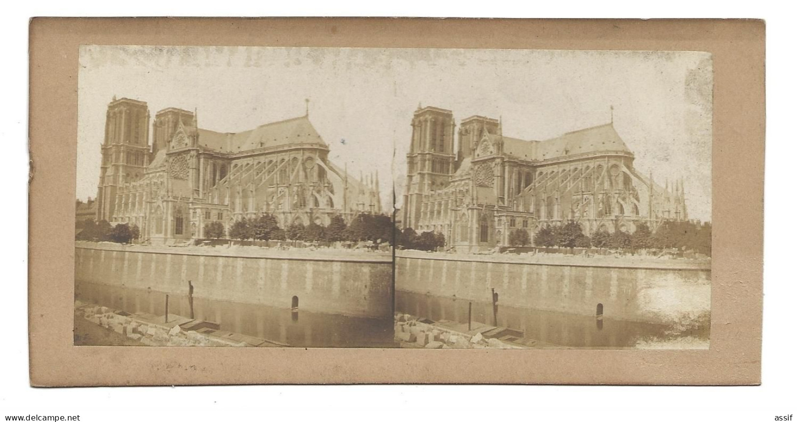 Paris Notre Dame ( Sans Sa Flèche - Avant 1860 ) Photographie Stéréoscopique - Auteur ? - Stereoscopic