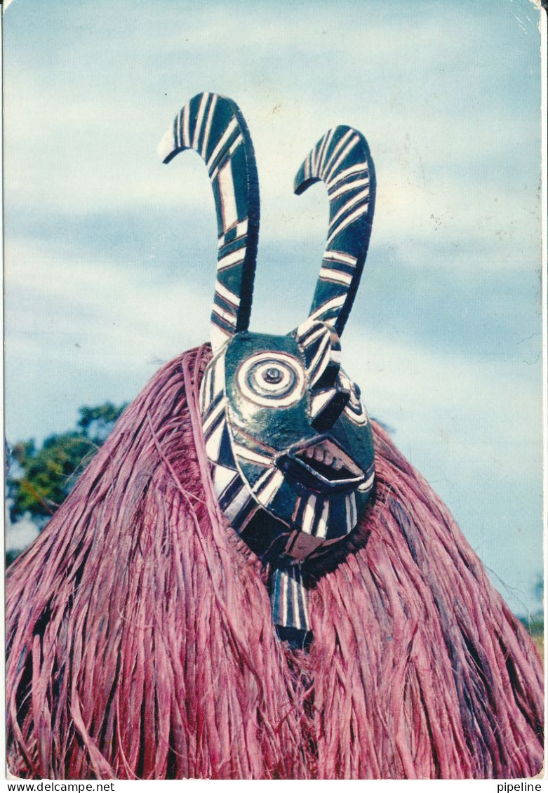 Liberia Postcard Sent To Denmark 26-1-1973 (African Masks) - Liberia