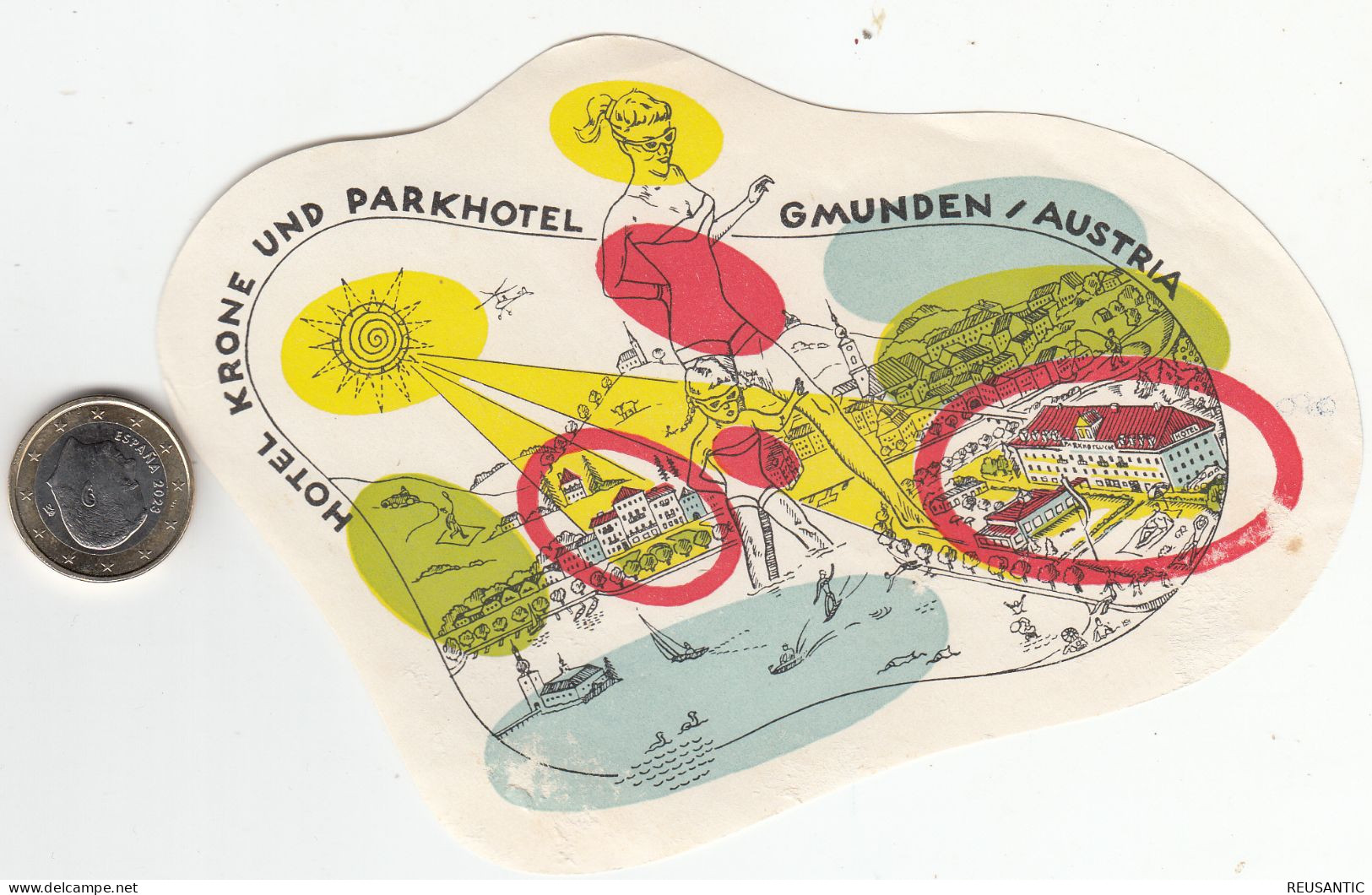 ETIQUETA - STICKER - LUGGAGE LABEL HOTEL KRONE UND PARKHOTEL - GMUNDEN   -   AUSTRIA - AUTRICHE - Etiquetas De Hotel