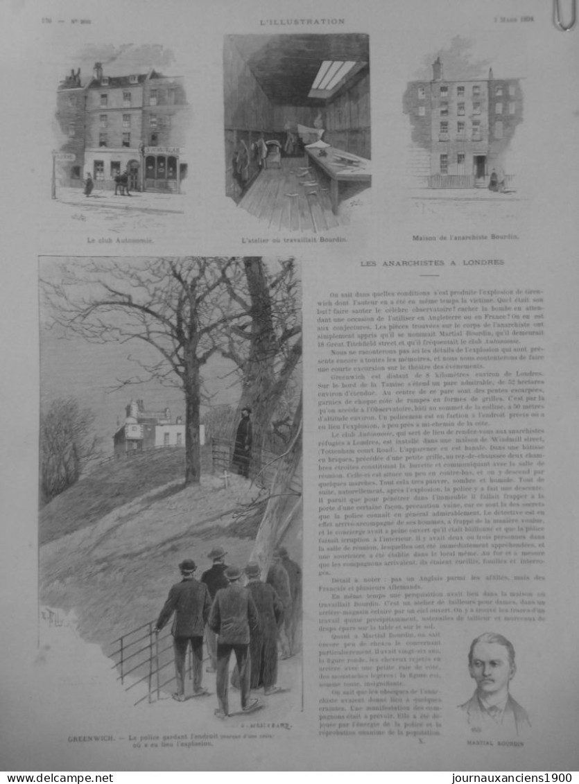 1894 ANARCHISTE LONDRES BOURDIN EMEUTES 6 JOURNAUX ANCIENS - Sin Clasificación