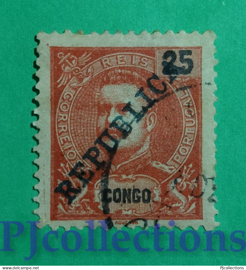 S692 - PORTUGUESE CONGO 1911 RE CARLOS - KING CARLOS 25r USATO - USED - Portuguese Congo