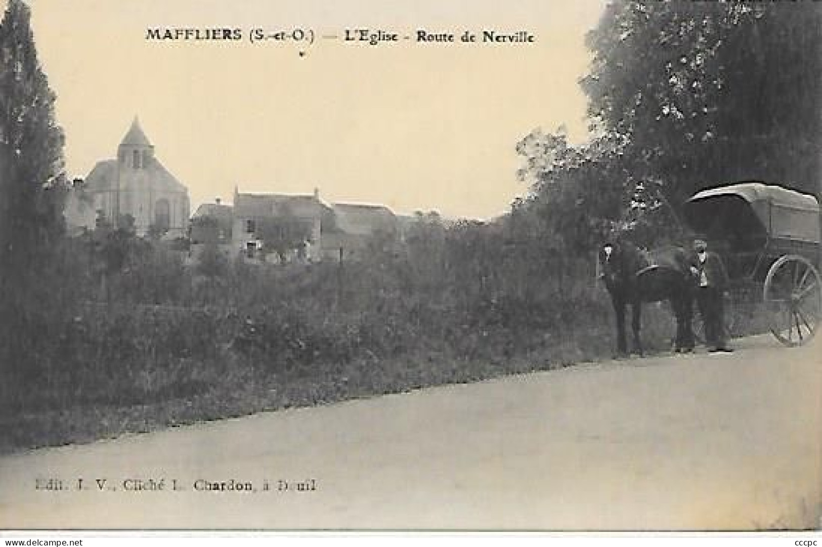 CPA Maffliers L'Eglise Route De Nerville - Maffliers