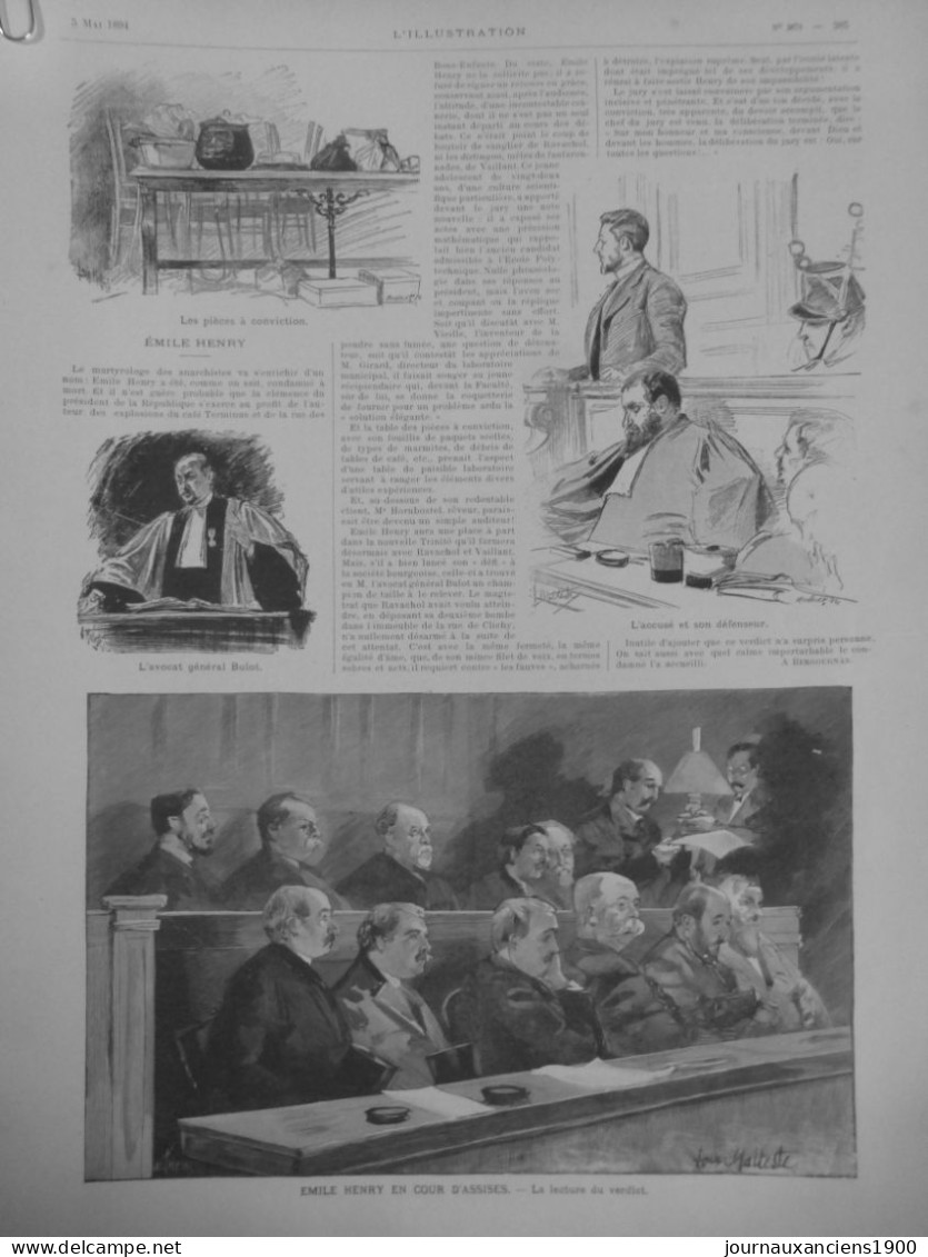 1894 ANARCHISTE EMILE HENRY ATTENTAT EXECUTION 5 JOURNAUX ANCIENS - Zonder Classificatie