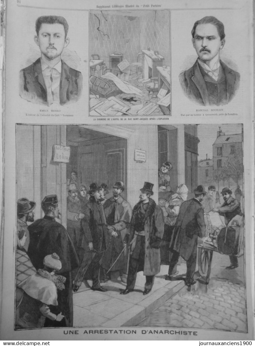 1894 ANARCHISTE EMILE HENRY ATTENTAT EXECUTION 5 JOURNAUX ANCIENS - Sin Clasificación