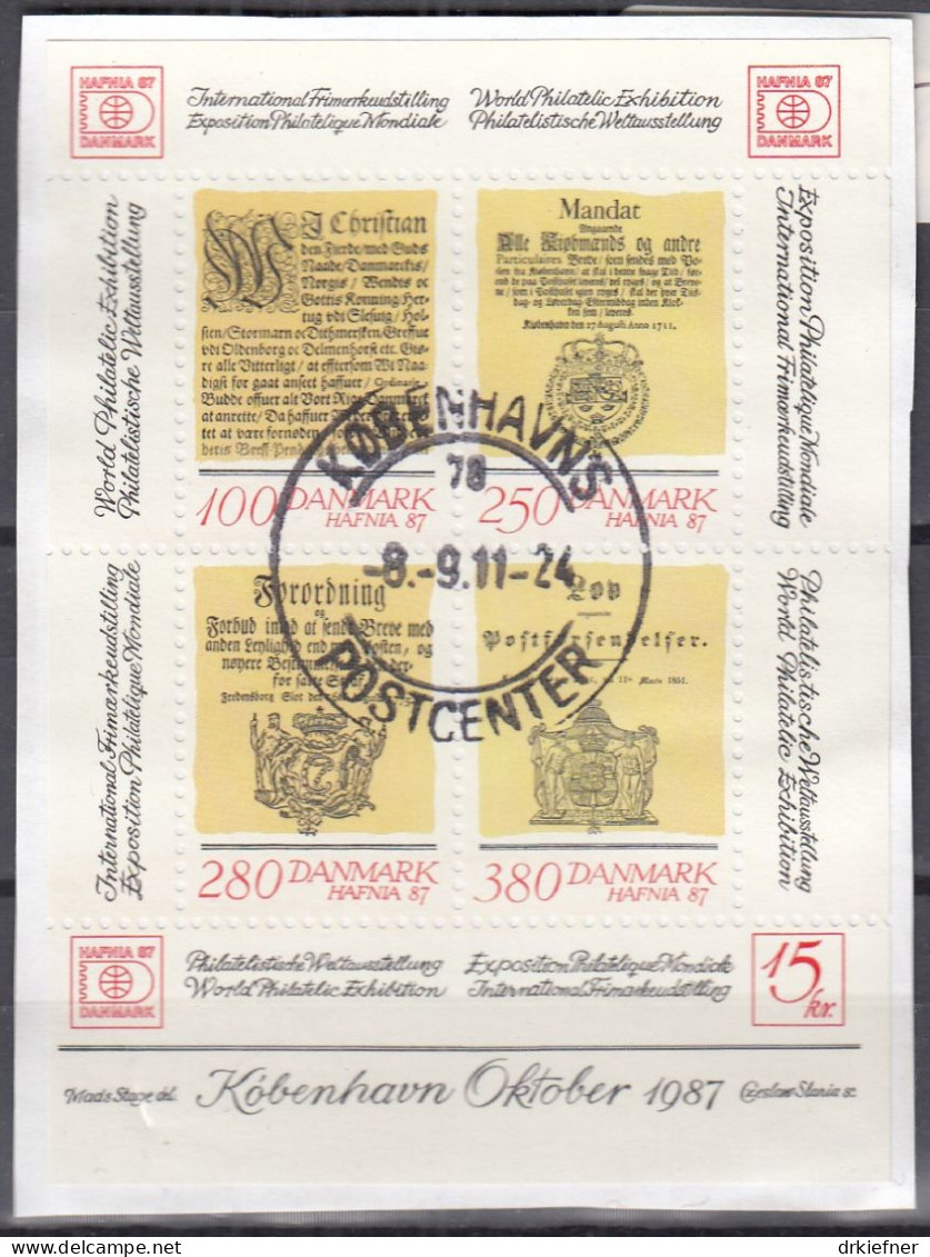 DÄNEMARK, Block 4, Gestempelt Auf Briefstück, Internationale Briefmarkenausstellung HAFNIA ’87, Kopenhagen 1985 - Blocks & Sheetlets