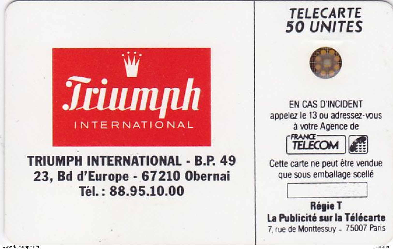 Telecarte D276 Luxe  - Triumph Sous Vetement Sport - 50u - Sc5on - 1990 - - Ad Uso Privato