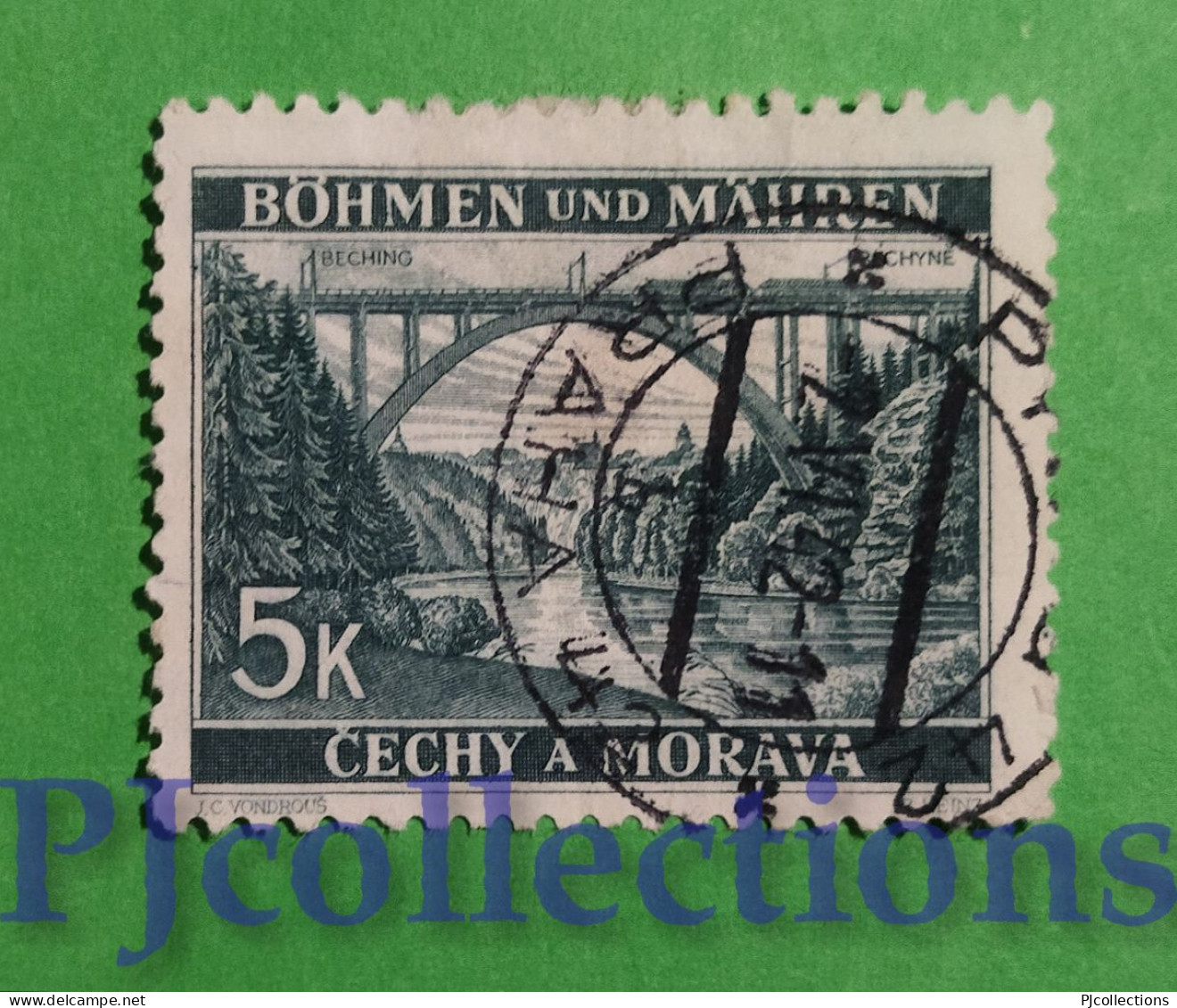 S694 - BOHEMIA E MORAVIA 1940 LAINSITZ BRIDGE 5k USATO - USED - Gebraucht