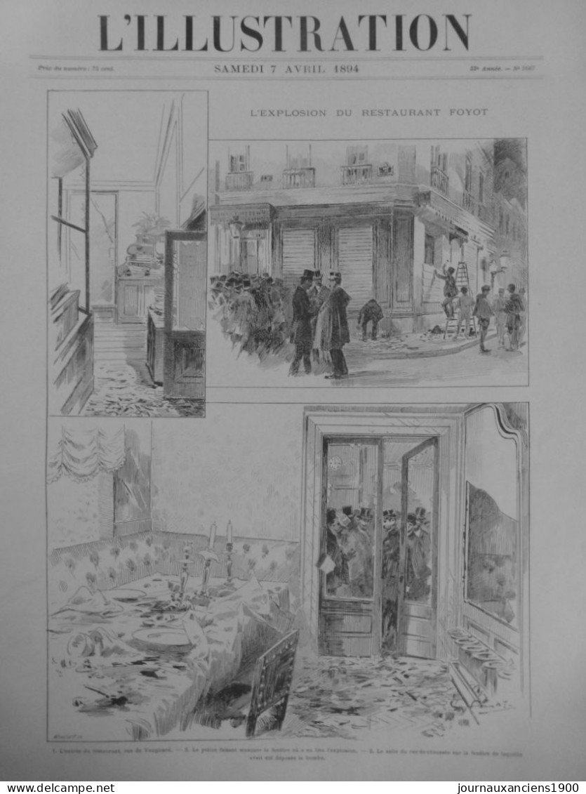 1894 ANARCHISTE FELIX FENEON ATTENTAT RESTAURANT FOYOT 3 JOURNAUX ANCIENS - Sin Clasificación