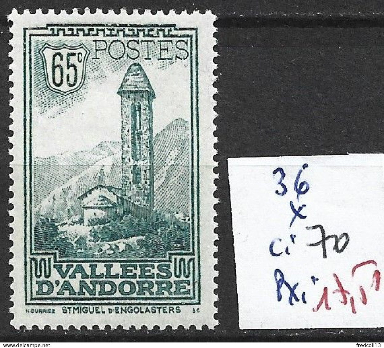 ANDORRE FRANCAIS 36 * Côte 70 € - Unused Stamps