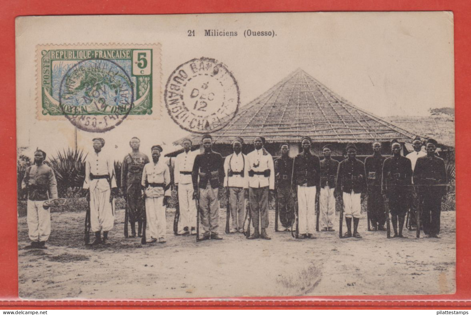 CONGO CARTE MILICIENS DE 1912 DE FORT CRAMPEL POUR ERMONT FRANCE - Briefe U. Dokumente