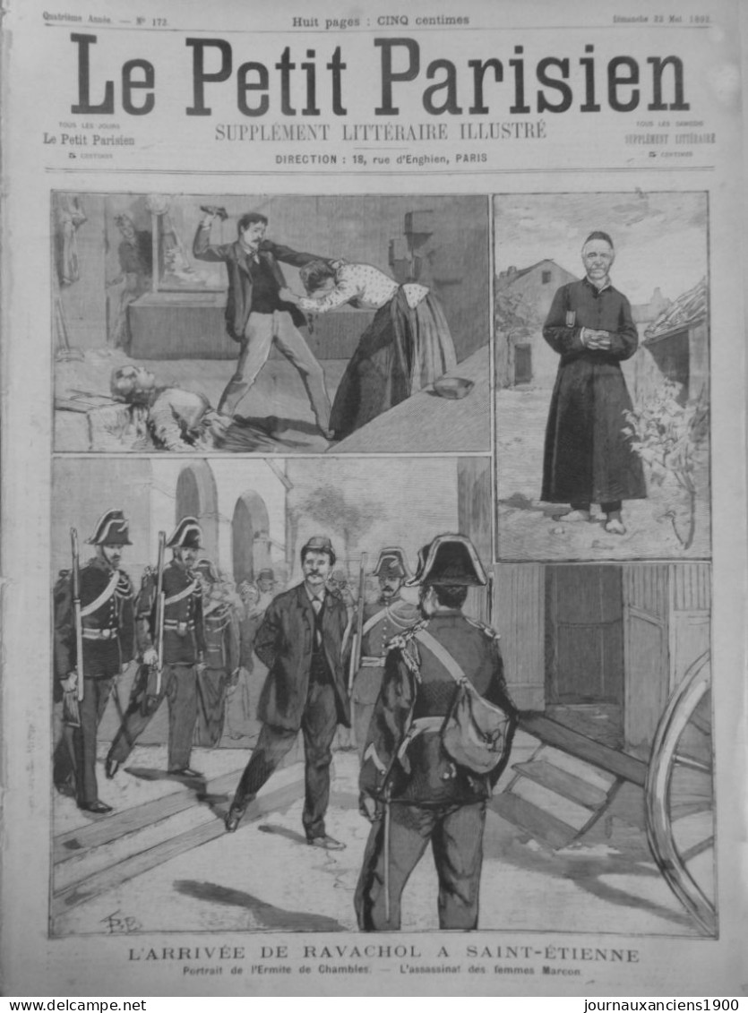 1892 ANARCHISTE RAVACHOL ARRESTATION CELLULE GUILLOTINE 10 JOURNAUX ANCIENS - Sin Clasificación