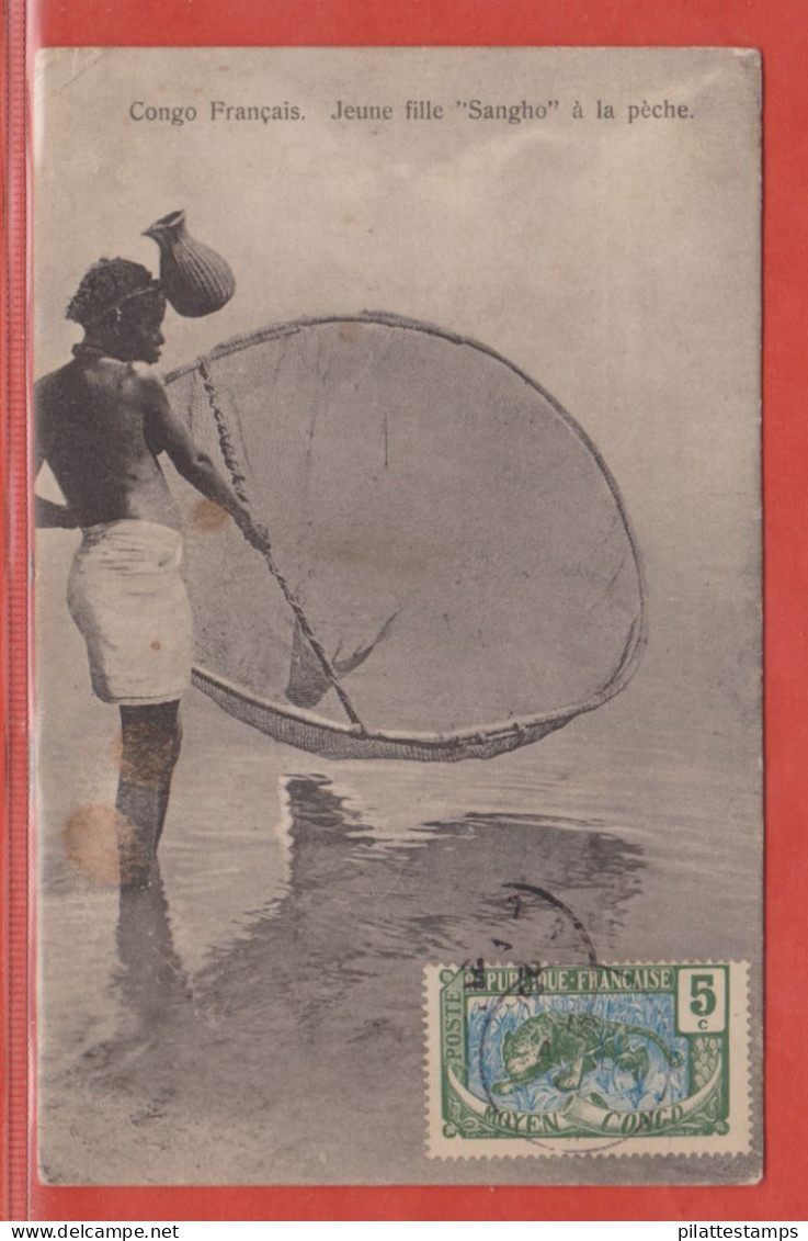CONGO CARTE PECHEUR DE 1912 DE FORT CRAMPEL POUR PARIS FRANCE - Covers & Documents