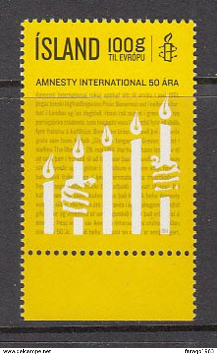 2011 Iceland Amnesty International Human Rights Complete Set Of 1 MNH - Nuovi