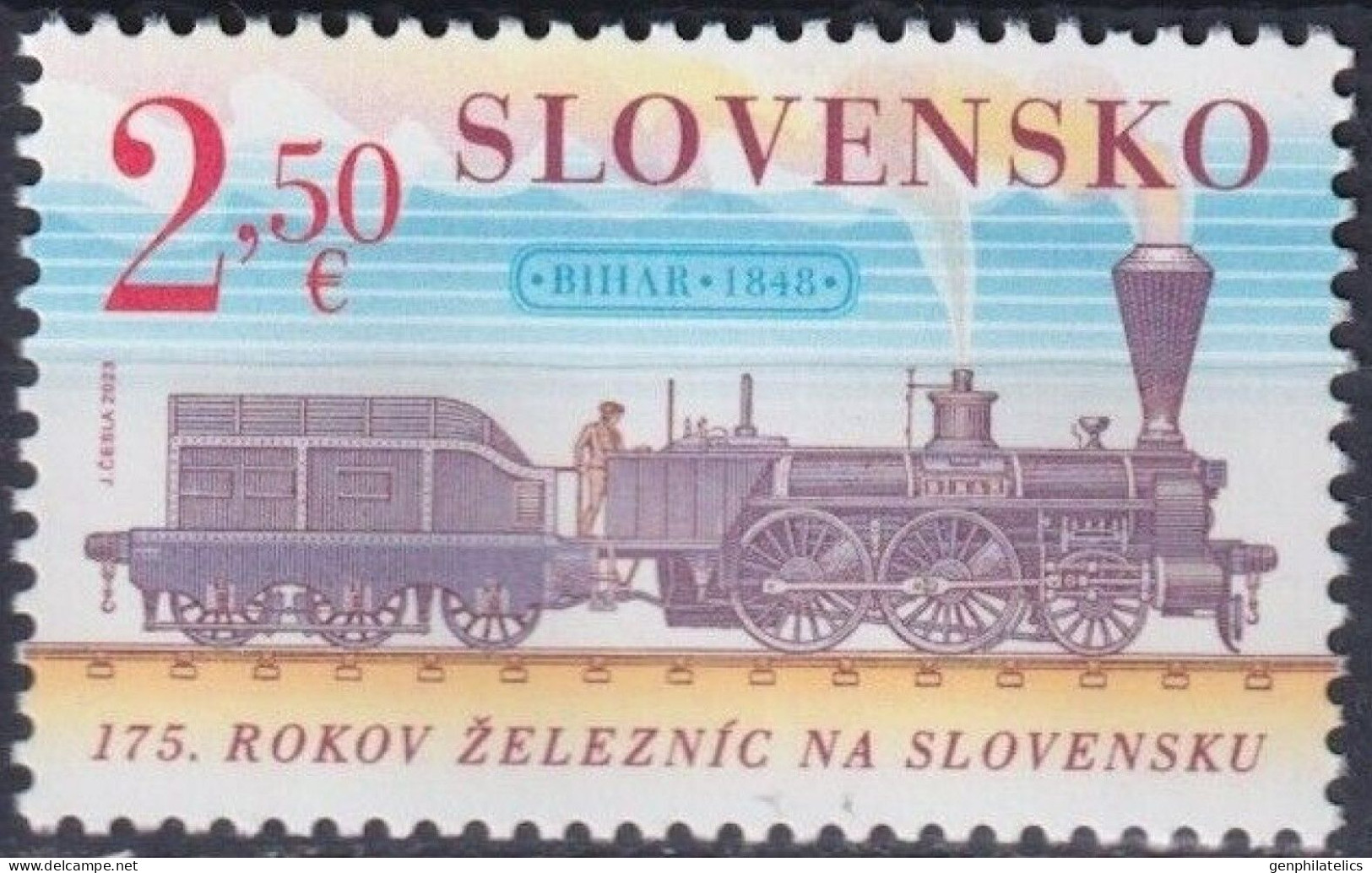 SLOVAKIA 2023 TRANSPORT Railroad Vehicles. Locomotives TRAINS - Fine Stamp MNH - Neufs