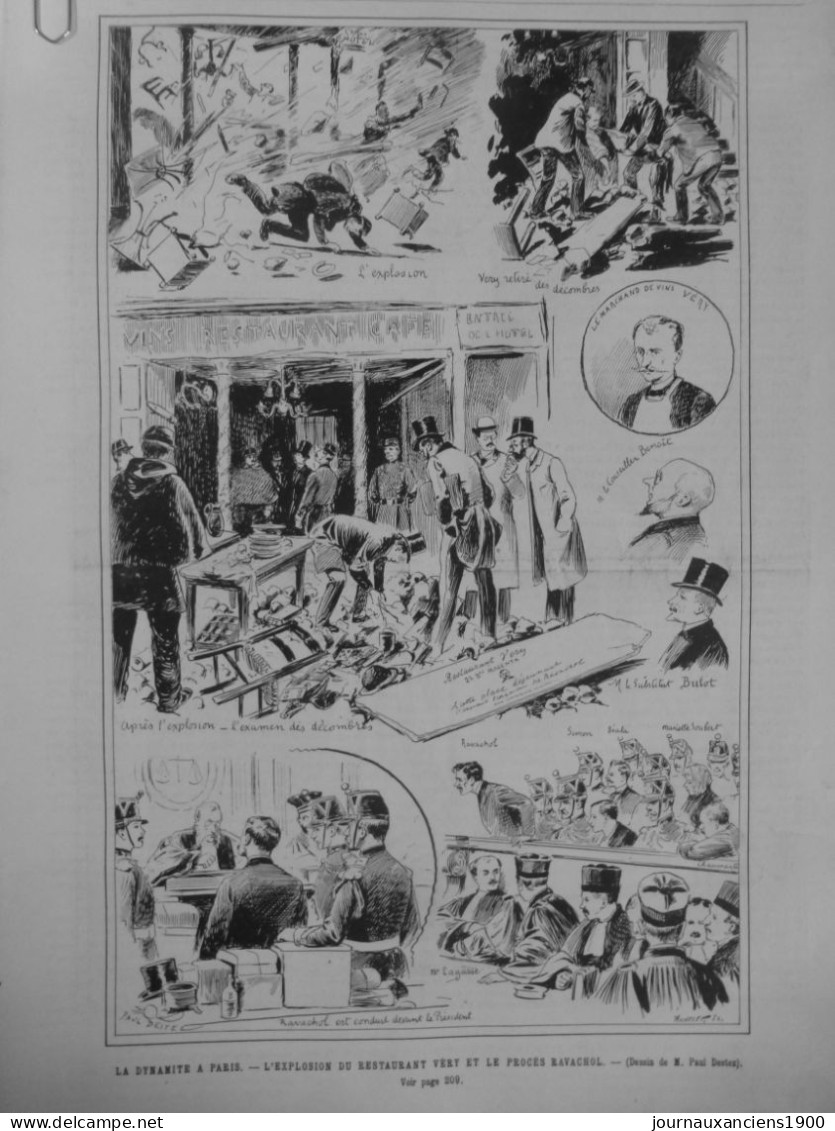 1892 ANARCHISTE RAVACHOL ATTENTAT DYNAMITE RESTAURANT VERY 5 JOURNAUX ANCIENS - Non Classés