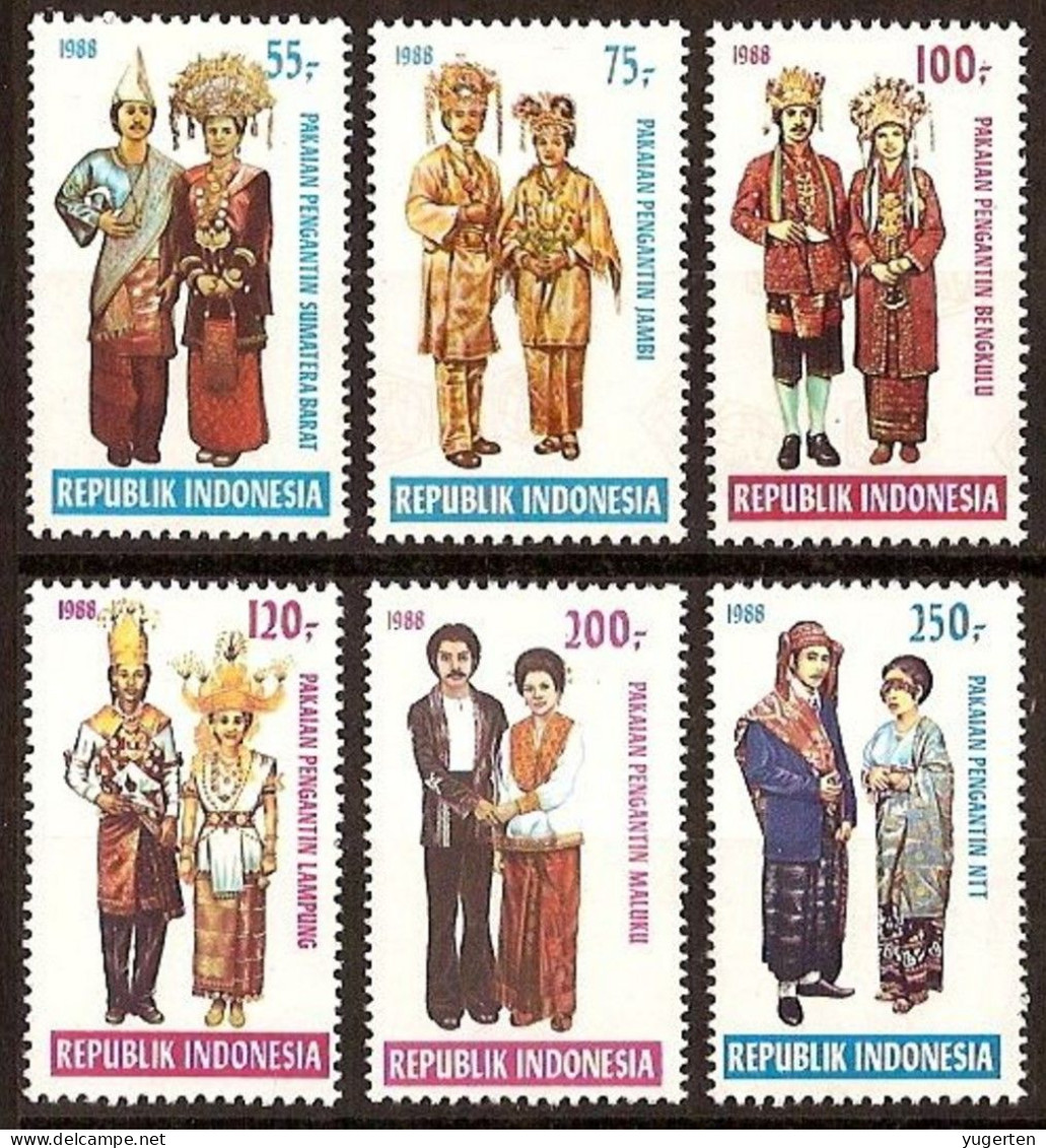 INDONESIA 1988 - 6v - MNH - Traditional Costumes - Kostüme - Trajes Tipicos Costumi Tradizionali Klederdracht - Costumes