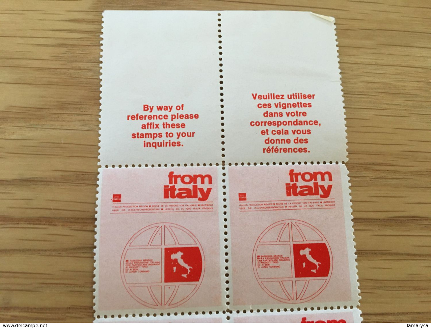 Viñeta From Italy - Italia- Italie -bloc De 4 Vignette ** Erinnophilie,Timbre,stamp,Sticker-Bollo- Vineta - Bmoques & Cuadernillos