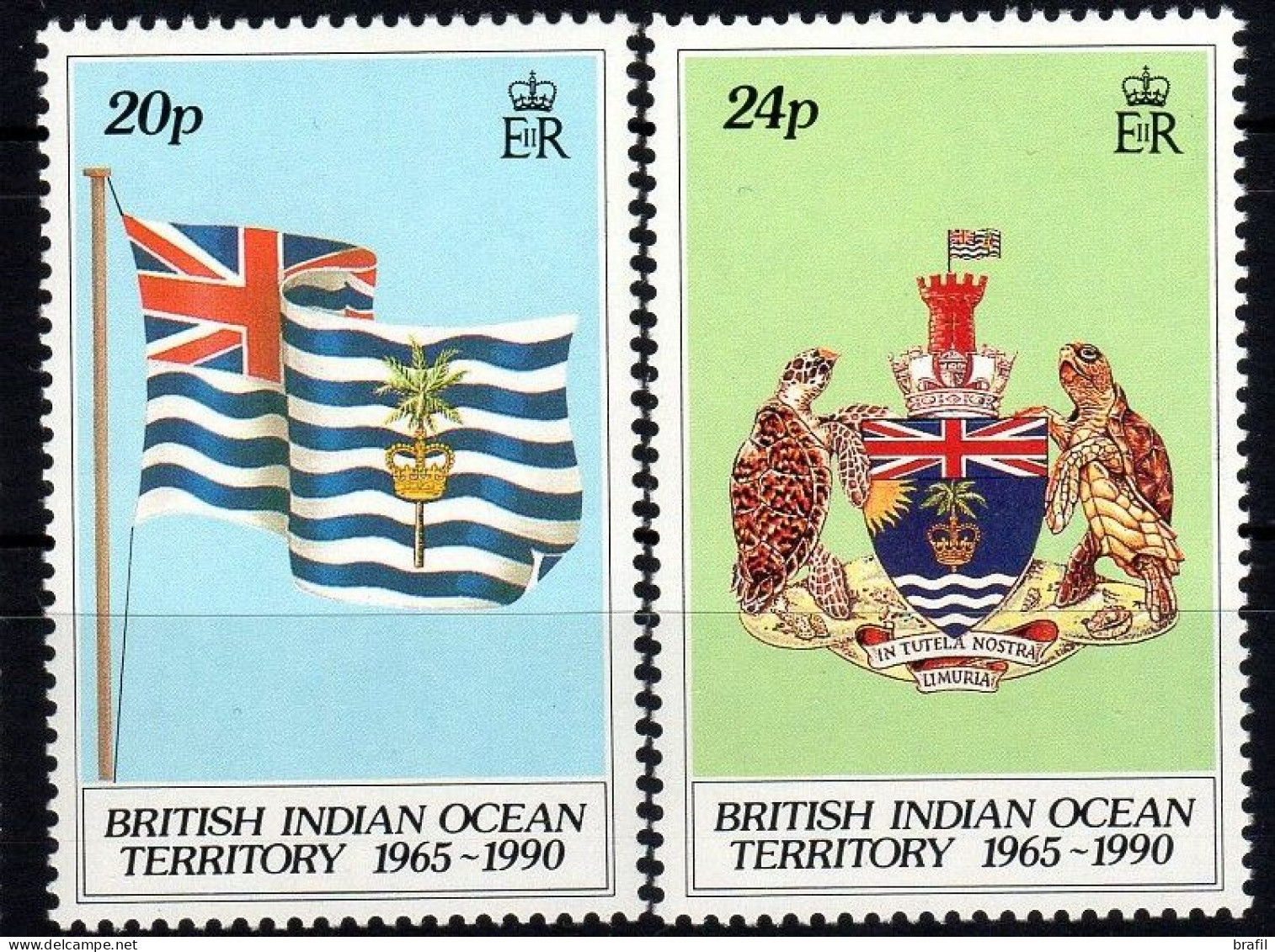 1990 Territorio Britannico Oceano Indiano, 25° Ann. Territorio,  Serie Completa Nuova (**) - Territoire Britannique De L'Océan Indien