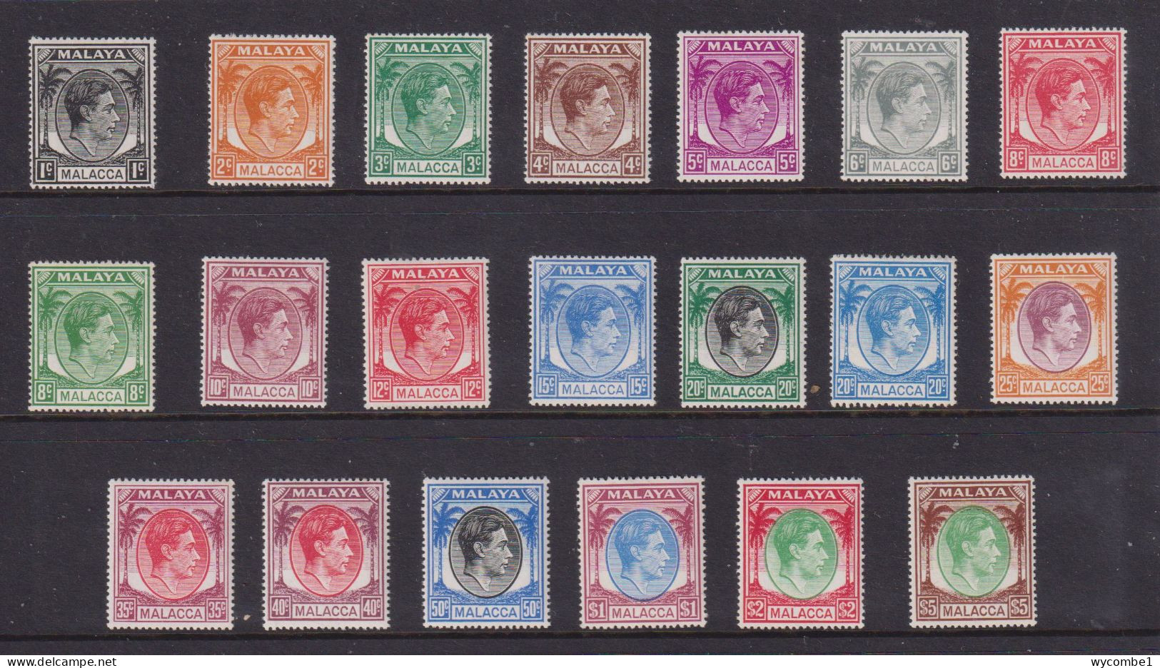 MALACCA  -  1949-52 George VI Set Hinged Mint - Malacca