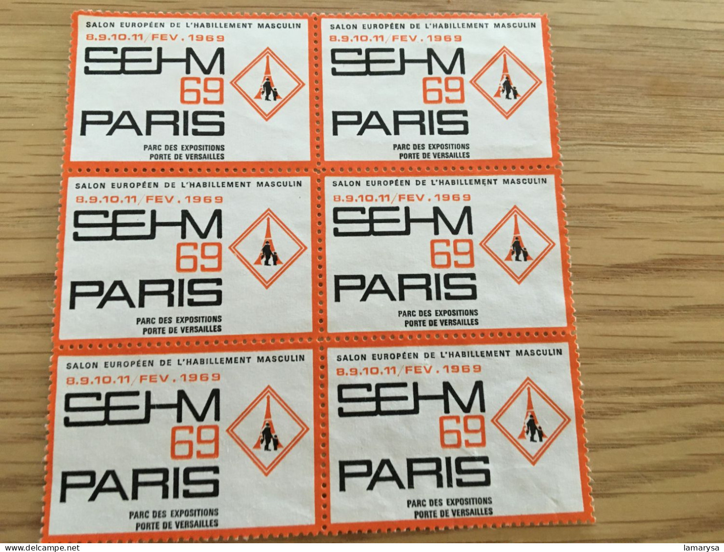 1969-SEHM Salon Européen De L'Habillement Paris- Bloc De 6 Vignette *NSG Erinnophilie,Timbre,stamp,Sticker-Bollo- Vineta - Blocks & Sheetlets & Booklets