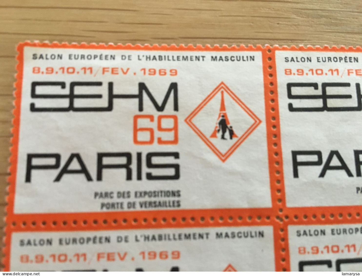 1969-SEHM Salon Européen De L'Habillement Paris- Bloc De 6 Vignette *NSG Erinnophilie,Timbre,stamp,Sticker-Bollo- Vineta - Blocks & Sheetlets & Booklets