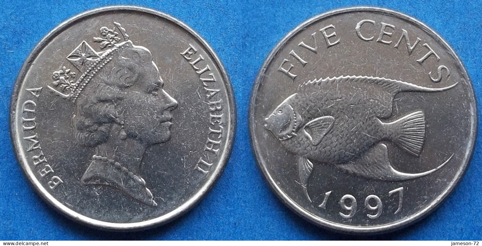 BERMUDA - 5 Cents 1997 "Queen Angel Fish" KM# 45 Elizabeth II Decimal Coinage (1970-2022) - Edelweiss Coins - Bermudes