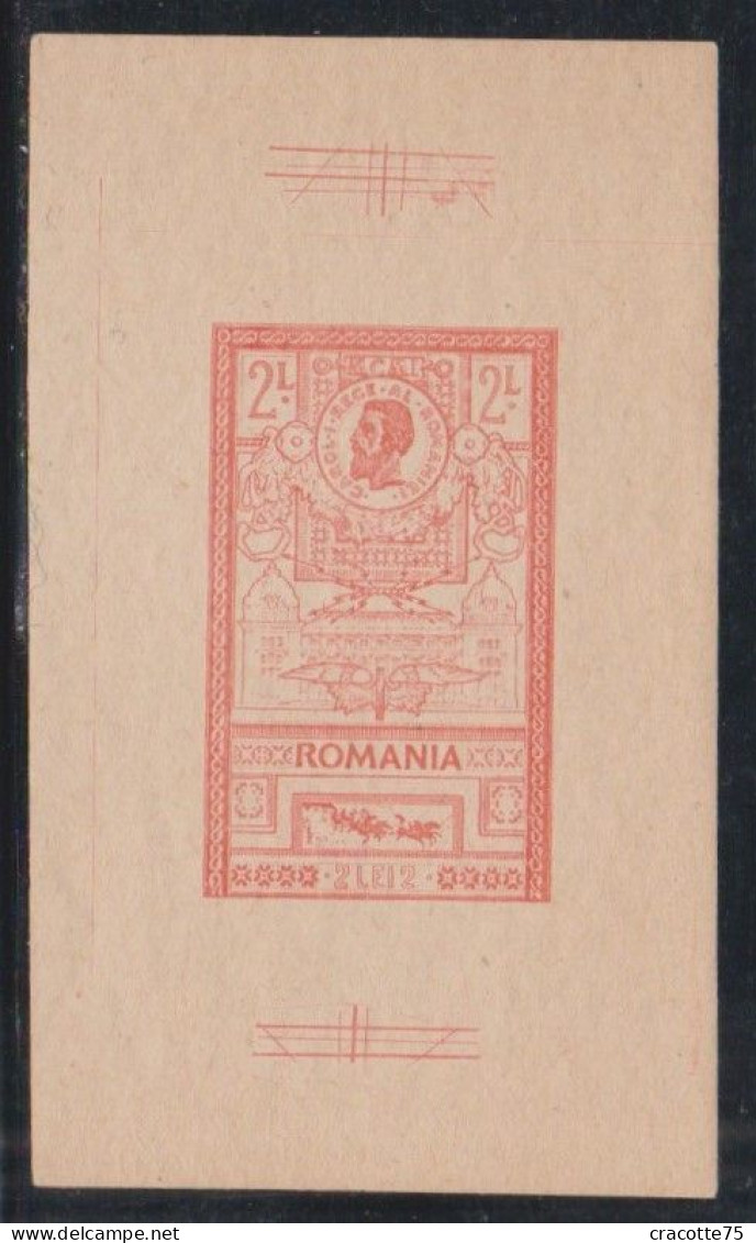 ROUMANIE - N° 150a - 2 L Orange - Epreuve Non-dentelée - Charles 1er Et Le Nouvel Hotel Des Postes 1903. - Other & Unclassified