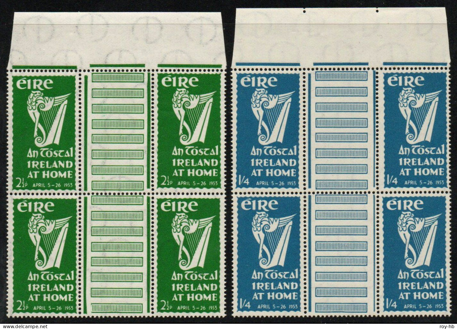 1953 An Tostal Set In UNFOLDED Top Marg. GUTTER-PAIR Blocks Of 4, Superb Mint Never-hinged.  RRR! - Unused Stamps