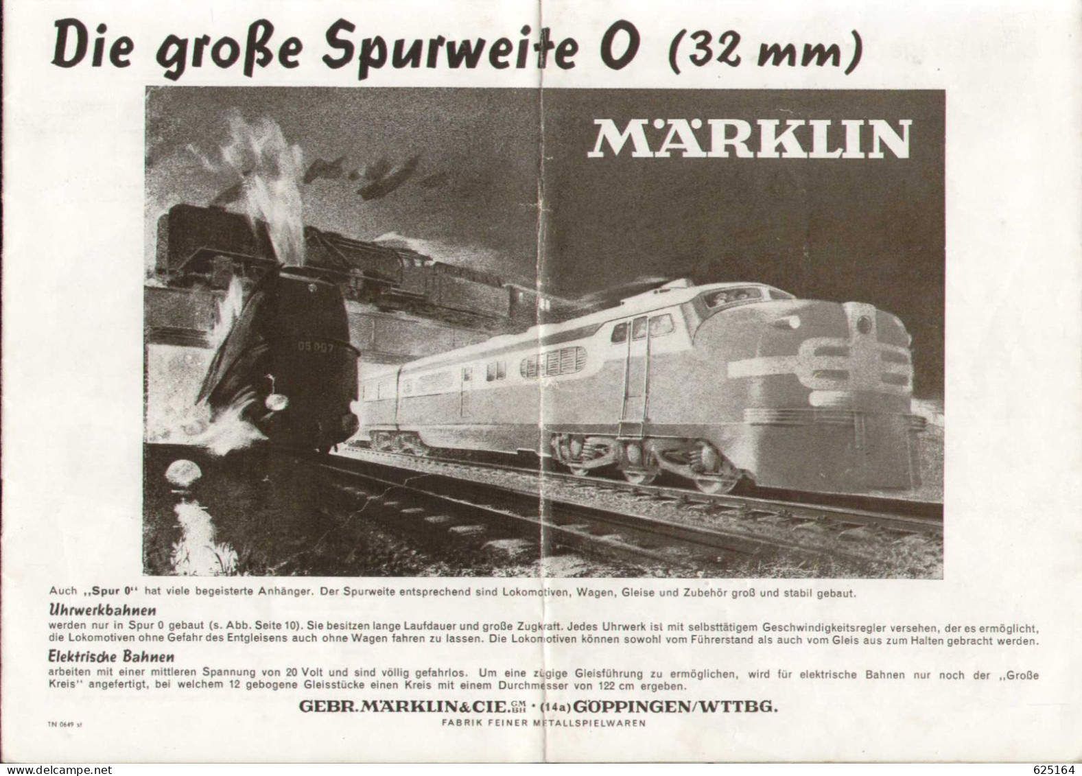 Catalogue MÄRKLIN 1949 Die Große Spurweite O (32 Mm) & Dampfmaschinen - Deutsch