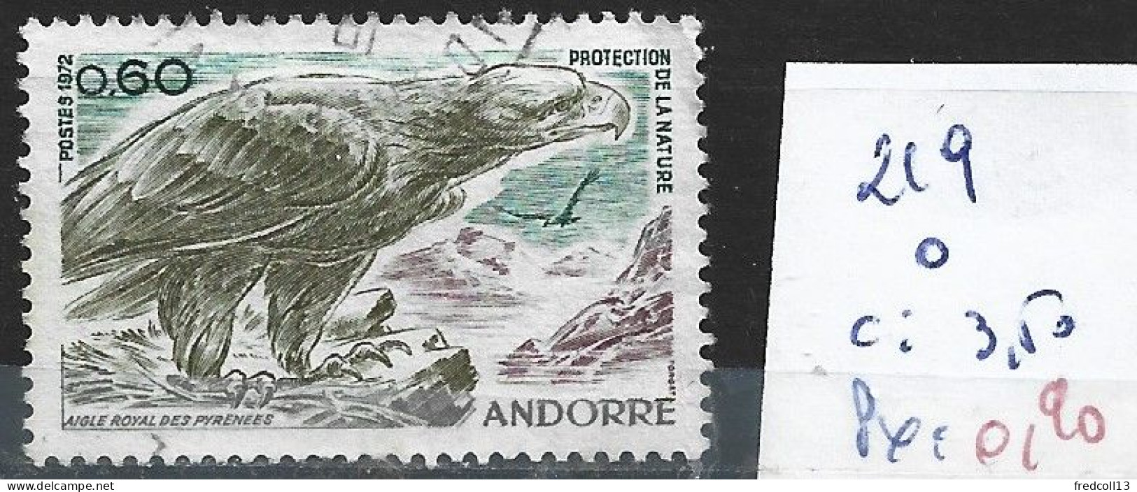 ANDORRE FRANCAIS 219 Oblitéré Côte 3.50 € - Used Stamps