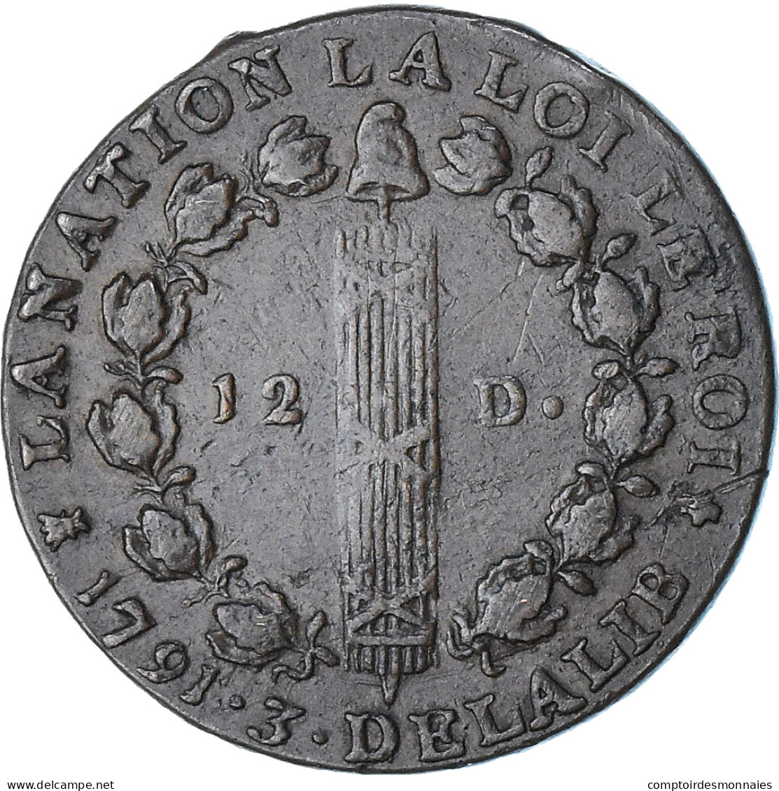 France, Louis XVI, 12 Deniers François, 1791 / AN 3, Limoges, TTB, Cuivre - Altri & Non Classificati