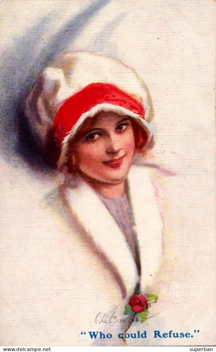 JOLIE JEUNE FEMME : WHO COULD REFUSE - ILLUSTRATION / ARTIST SIGNED ; COURT BARBER - B.K.W.I. 861/2 ~ 1910 (am761) - Barber, Court