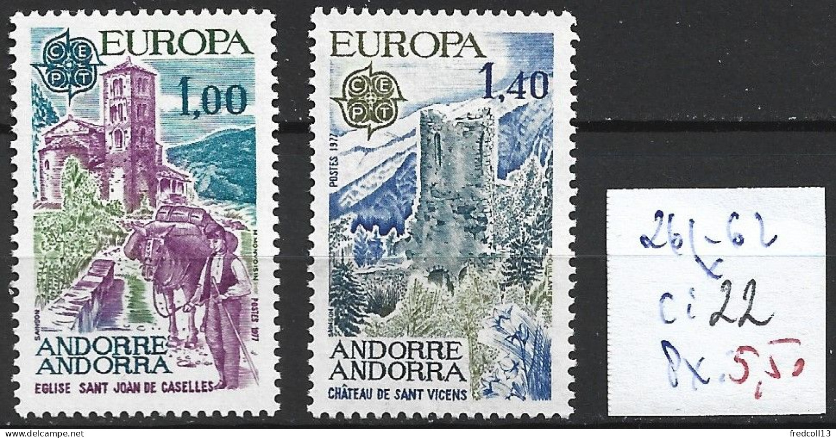 ANDORRE FRANCAIS 261-62* Côte 22 € - 1977