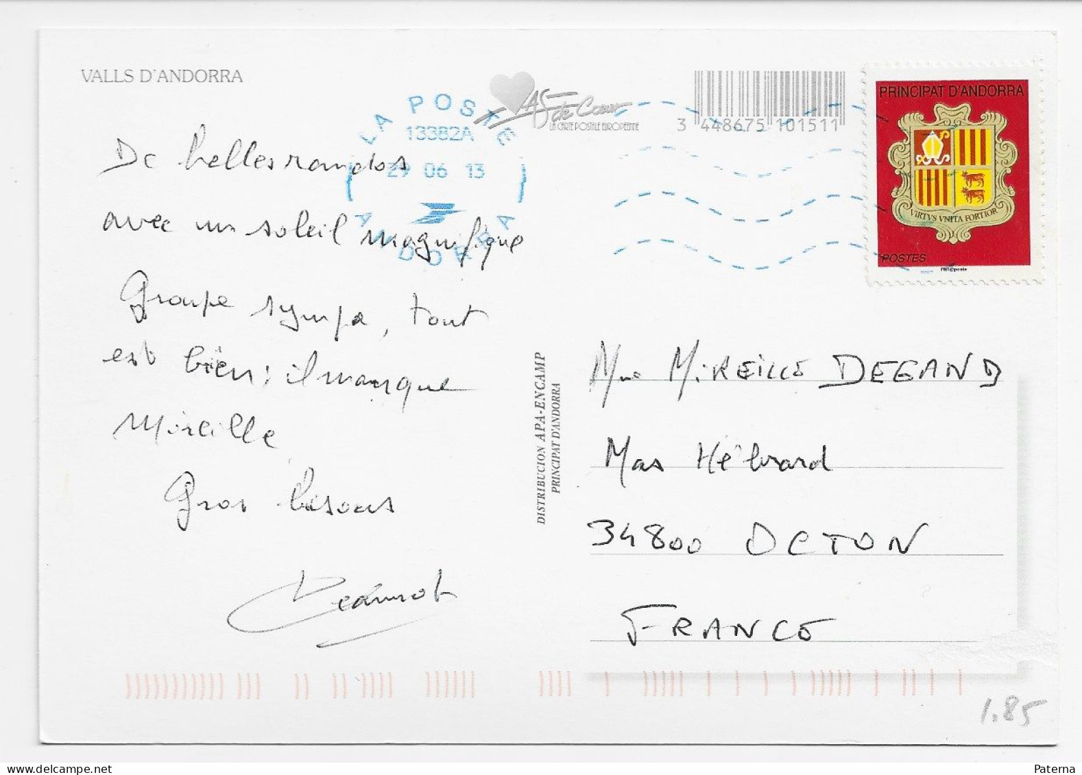 3831  Postal Andorra  2013 Española - Covers & Documents